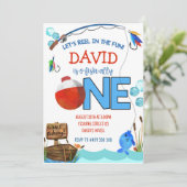 Gevist Eerste Verjaardag Jongensfeest O-vis-bondge Kaart (Staand voorkant)