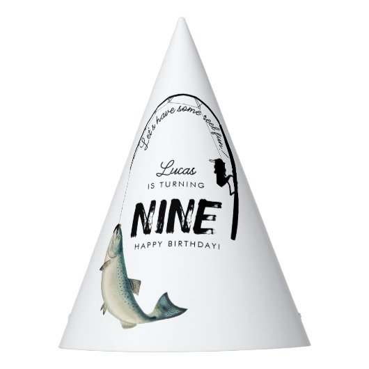 Gevist Fish Theme Reel Fun Kids Verjaardagsfeest Feesthoedjes (Voorkant)