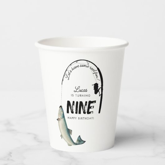 Gevist Fish Theme Reel Fun Kids Verjaardagsfeest Papieren Bekers (Voorkant)