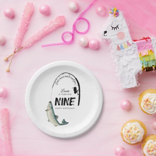 Gevist Fish Theme Reel Fun Kids Verjaardagsfeest Papieren Bordje (Feest)