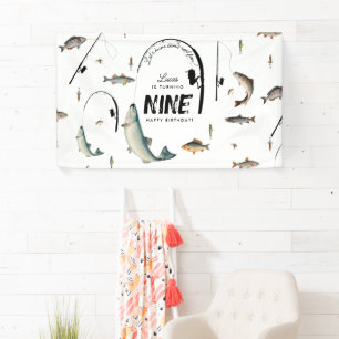 Gevist Fish Theme Reel Fun Kids Verjaardagsfeest Spandoek