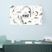 Gevist Fish Theme Reel Fun Kids Verjaardagsfeest Spandoek (Beurs)