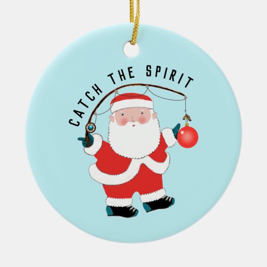 Gevist Fisherman Christmas Collectible Keramisch Ornament (Voorkant)