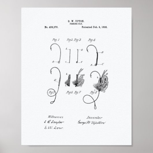 Gevist Fly 1892 Patent Art - Witboek Poster (Voorkant)