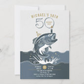 Gevist Fun Big Fish Blue Casual Mannen 50e verjaar Kaart (Voorkant)