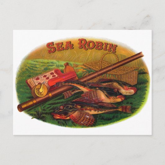  Gevist gear Cigar Label Art, Zee Robin Briefkaart (Voorkant)