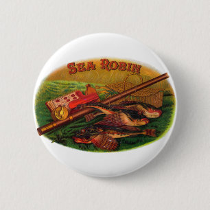 Gevist gear Cigar Label Art, Zee Robin Ronde Button 5,7 Cm