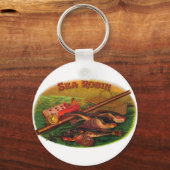  Gevist gear Cigar Label Art, Zee Robin Sleutelhanger (Voorkant)