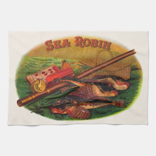  Gevist gear Cigar Label Art, Zee Robin Theedoek (Horizontaal)