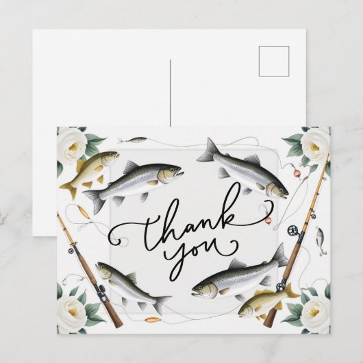 Gevist geliefden Dank u met vissen en bloemen Briefkaart (Voorkant / Achterkant)