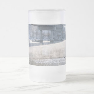 Gevist glas in het meer van Taneycomo Foggy Winter Matglas Bierpul