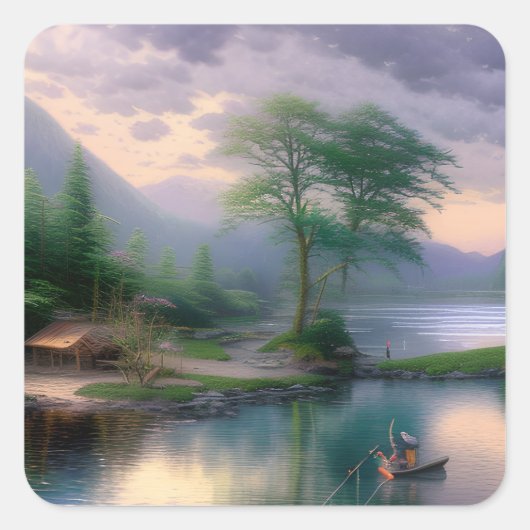 Gevist grafisch vierkante sticker (Voorkant)