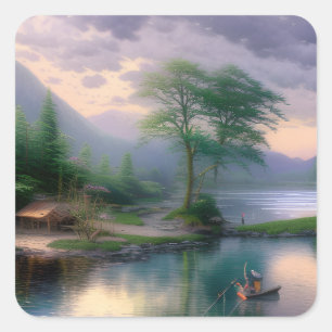 Gevist grafisch vierkante sticker