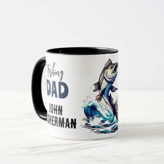 Gevist groot visvangst citaat mok (Voorkant links)