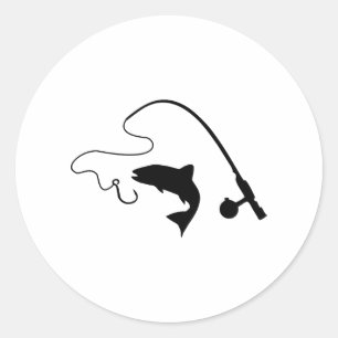 Gevist hengels en vis, vissen ronde sticker