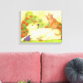 Gevist Hond en Kat/Verpakt Canvas 14"x 11" (Insitu (Woonkamer))