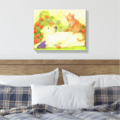Gevist Hond en Kat/Verpakt Canvas 14"x 11" (Insitu (Slaapkamer))