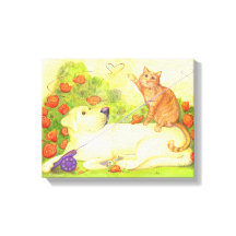 Gevist Hond en Kat/Verpakt Canvas 14"x 11"