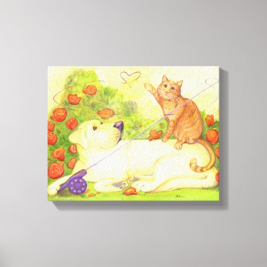 Gevist Hond en Kat/Verpakt Canvas 14"x 11" (Voorkant)