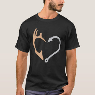 Gevist hook en Deer Antlers Visten de jacht T-shirt