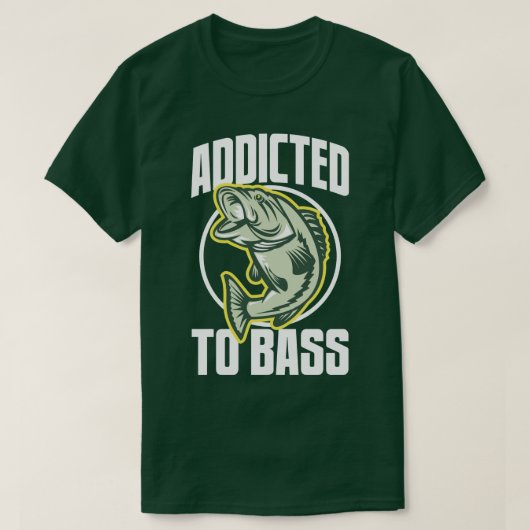 Gevist Humor verslaafd aan bas Funny Angling T-shi T-shirt (Design voorkant)