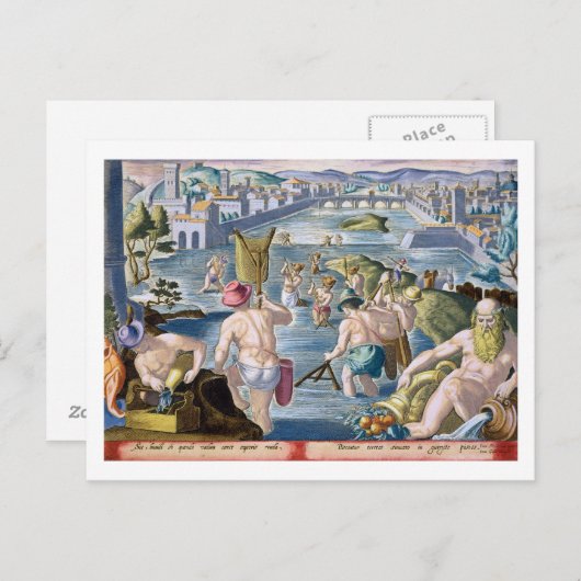 Gevist in Shallow Waters Using Nets, bord 96 voor Briefkaart (Voorkant / Achterkant)