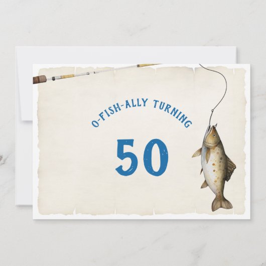 Gevist is het O-vis-al Adult Birthday Invitation Kaart (Achterkant)