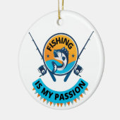 Gevist is mijn passie, laat vissen in T-Shirt Keramisch Ornament (Links)