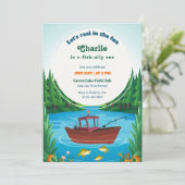 Gevist Jongen Eerste Verjaardagsfeestje Kaart (Staand voorkant)