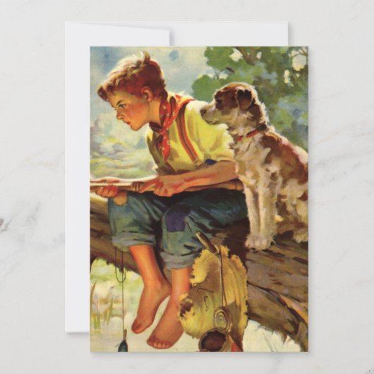  Gevist, jongen met zijn puppy en wormen Kaart (Voorkant)