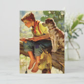 Gevist, jongen met zijn puppy en wormen Kaart (Staand voorkant)