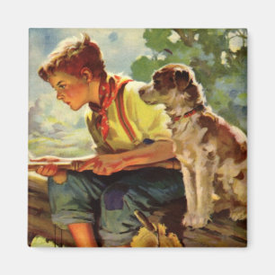  Gevist, jongen met zijn puppy en wormen Magneet