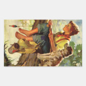  Gevist, jongen met zijn puppy en wormen Rechthoekige Sticker (Voorkant)