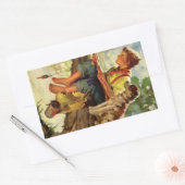  Gevist, jongen met zijn puppy en wormen Rechthoekige Sticker (Envelop)