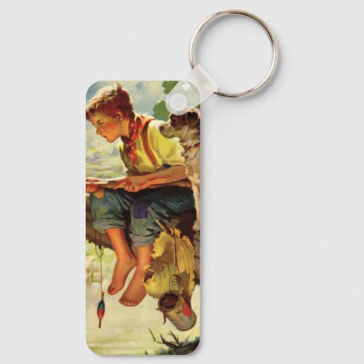  Gevist, jongen met zijn puppy en wormen Sleutelhanger (Achterkant)