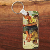  Gevist, jongen met zijn puppy en wormen Sleutelhanger (Voorkant)
