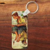  Gevist, jongen met zijn puppy en wormen Sleutelhanger (Achterkant)