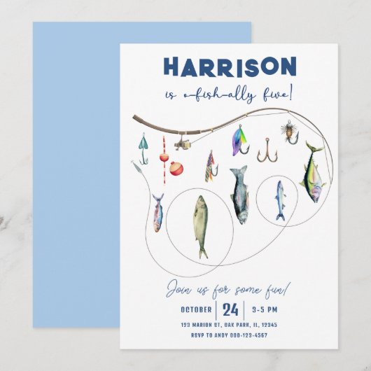 Gevist jongen O-Fish-Ally vijf jaar Kaart (Voorkant / Achterkant)