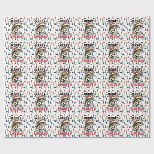 Gevist kerstliefhebbers met Sinterklaasvis Cadeaupapier (Vlak)