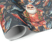 Gevist kerstliefhebbers met Sinterklaasvis Cadeaupapier (Rol Hoek)