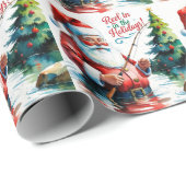 Gevist kerstthema cadeaupapier (Rol Hoek)