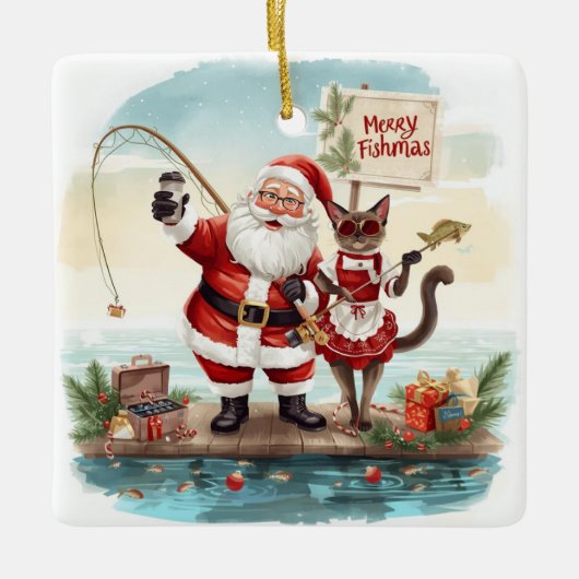 Gevist kerstthema keramisch ornament (Voorkant)