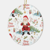 Gevist kerstthema keramisch ornament (Links)