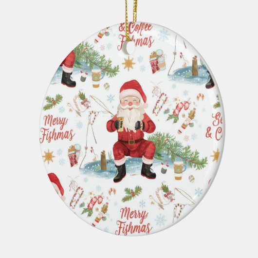 Gevist kerstthema keramisch ornament (Links)