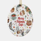 Gevist kerstthema keramisch ornament (Rechts)