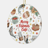 Gevist kerstthema keramisch ornament (Links)