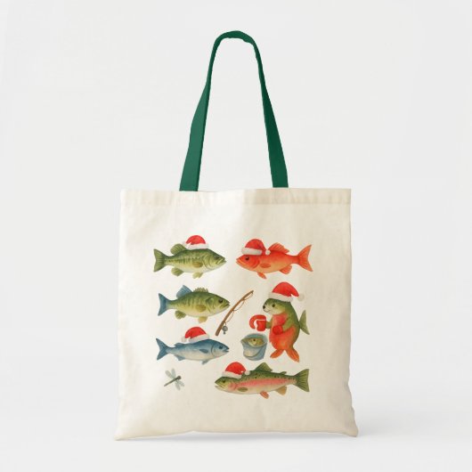 Gevist kerstthema met kerstmuts tote bag (Voorkant)