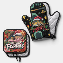 Gevist kerstthema ovenwant & pannenlap set