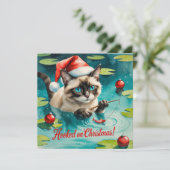Gevist kerstthema voor kattenliefhebbers feestdagenkaart (Staand voorkant)