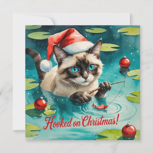 Gevist kerstthema voor kattenliefhebbers feestdagenkaart (Voorkant)